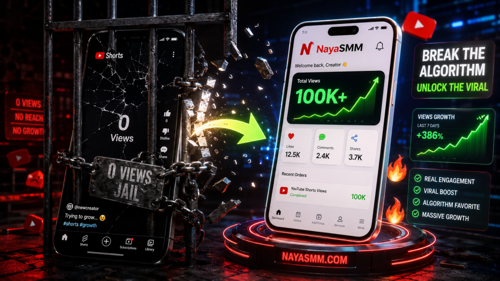 NayaSMM smart dashboard breaking the zero views jail of YouTube shorts with high retention safe views and organic growth