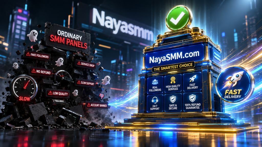 NayaSMM dashboard comparing fast automated delivery and non-drop services with ordinary SMM panels